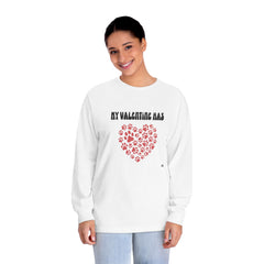 My Valentine Has Paws Red Heart Unisex Long Sleeve T-Shirt