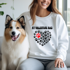 My Valentine Has Paws One Red Paw Unisex Heavy Blend™ Crewneck Sweatshirt