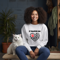 My Valentine Has Paws One Red Paw Unisex Heavy Blend™ Crewneck Sweatshirt