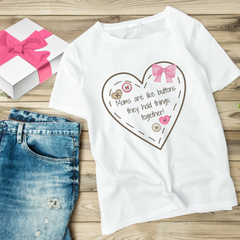 Celebrate Mom's with Our Unique Button Tee! Unisex Jersey Short Sleeve Tee