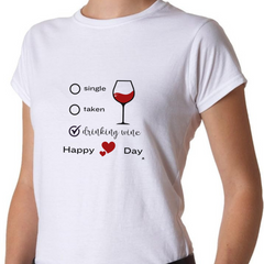 Single, Taken, Drinking Wine Valentine's Unisex Jersey Short Sleeve T-Shirt