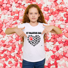 My Valentine Has Paws One Red Paw Heart Kids Heavy Cotton™ Tee