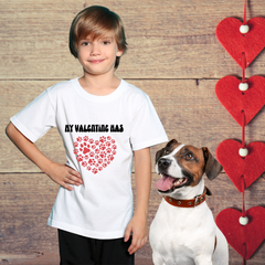 My Valentine Has Paws Red Paw Heart Kids Heavy Cotton™ Tee