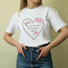 Celebrate Mom's with Our Unique Button Tee! Unisex Jersey Short Sleeve Tee