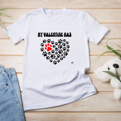 My Valentine Has Paws One Red Paw Heart Kids Heavy Cotton™ Tee