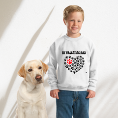 My Valentine Has Paws One Red Heart Youth Crewneck Sweatshirt